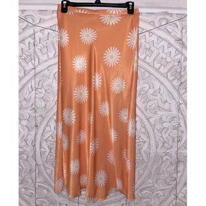 Free People Silk Skirt Daisy Print